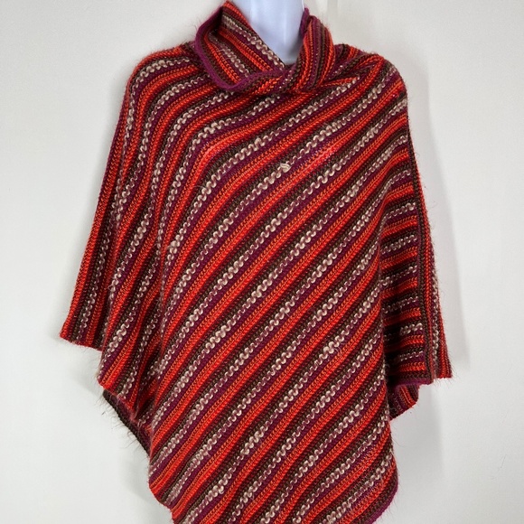 Steve Madden Sweaters - Steve Madden‎ Colorful Soft Pullover Pancho, plum, orange,